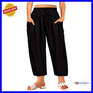 Plus Size Palazzo Harem Pants Drawstring Lightweight Casual Loose Fit